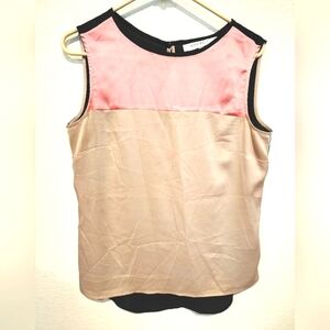 Nine West Pink & Tan Colorblock Sleeveless Tank Top